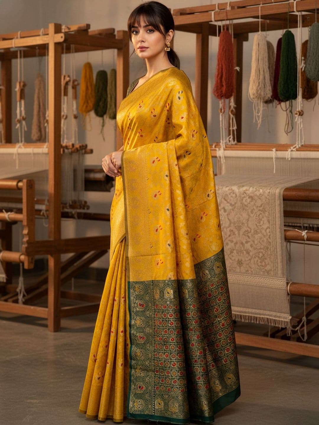 SZN Woven Design Zari Silk Blend Handloom Banarasi Saree - view 1