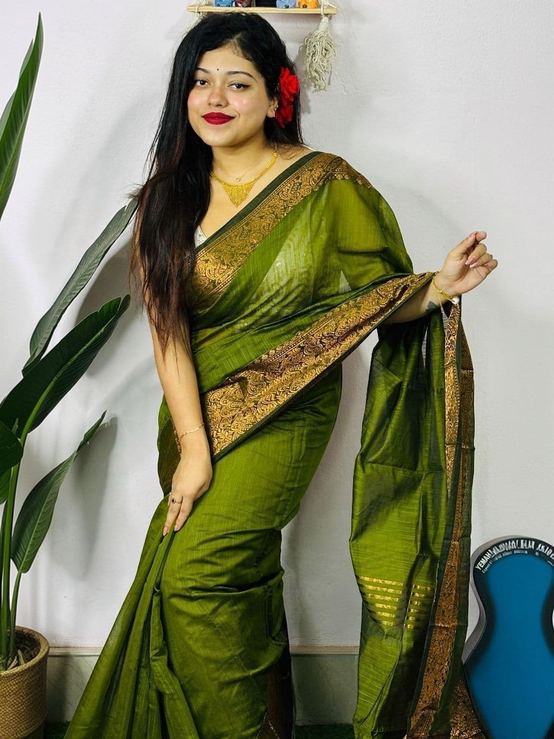 all about you Woven Design Zari Heavy Work Khadi Saree thumbnail 2
