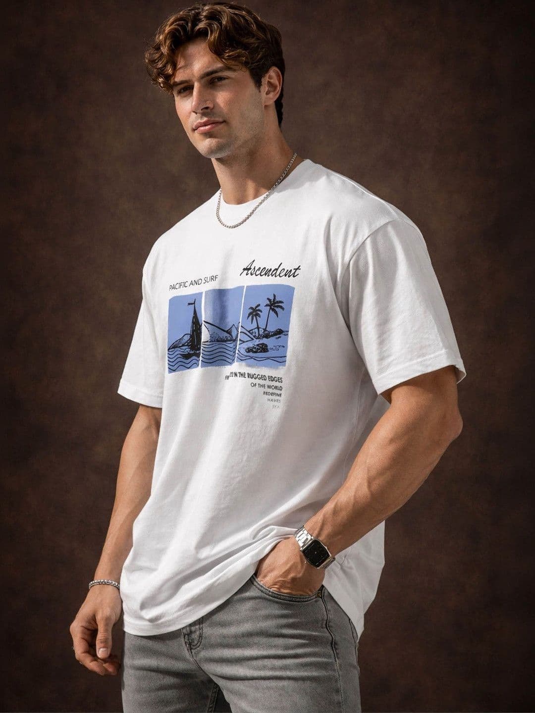Mast & Harbour Men Printed T-shirt thumbnail 5