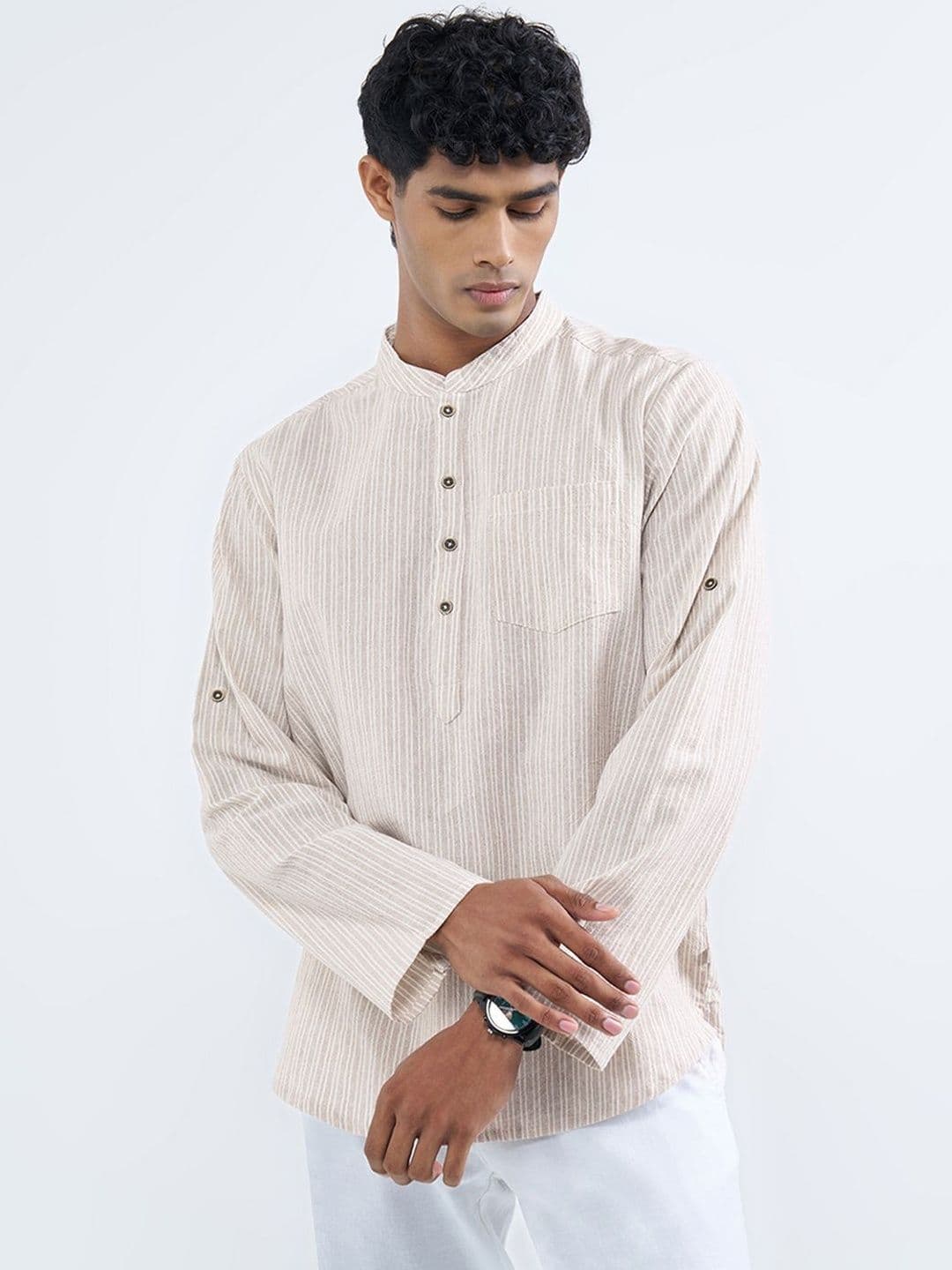 indus route by Pantaloons Men Dobby Kurta thumbnail 2