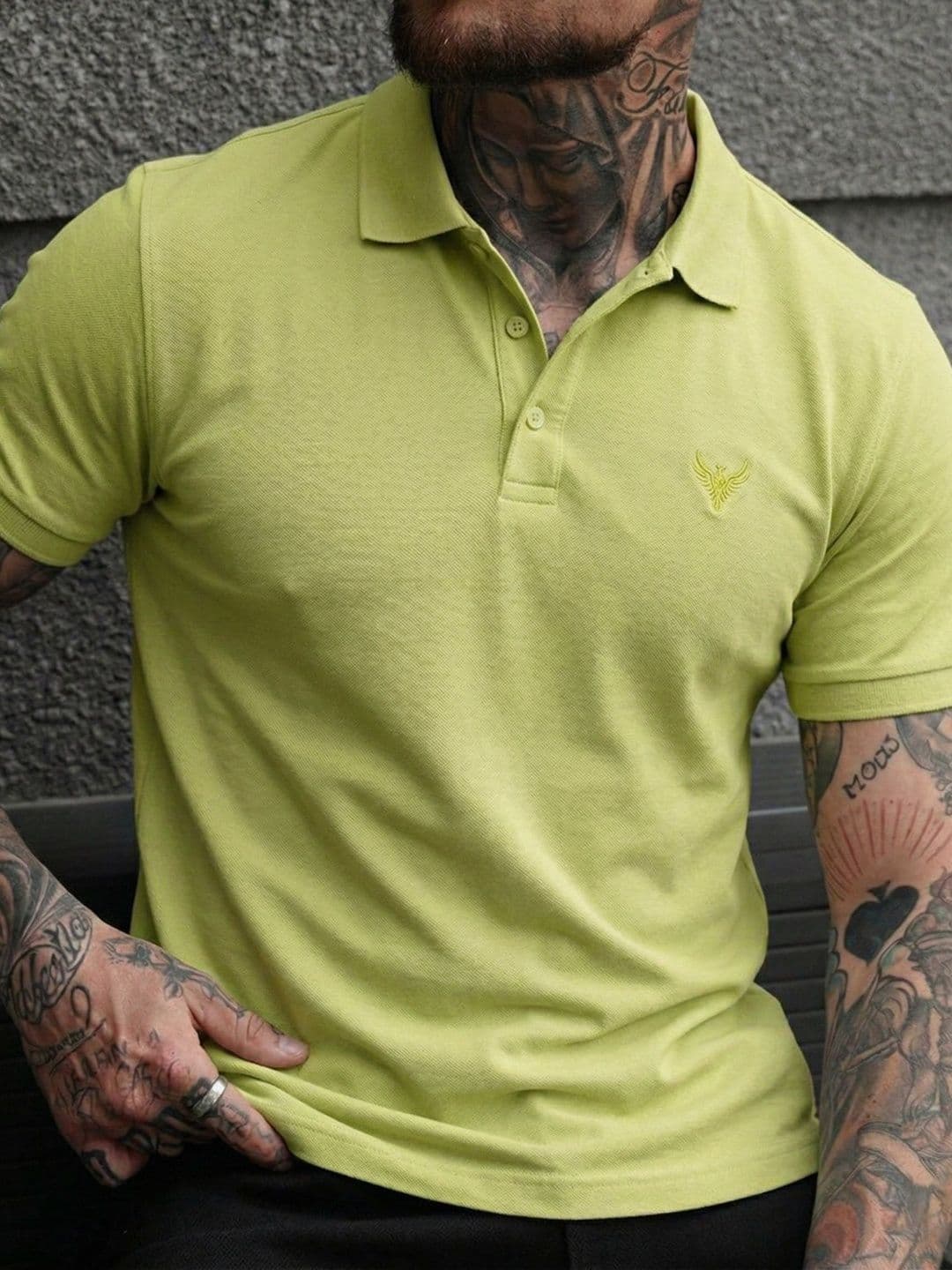 Utopium Men Brand Logo Polo Collar T-shirt thumbnail 2