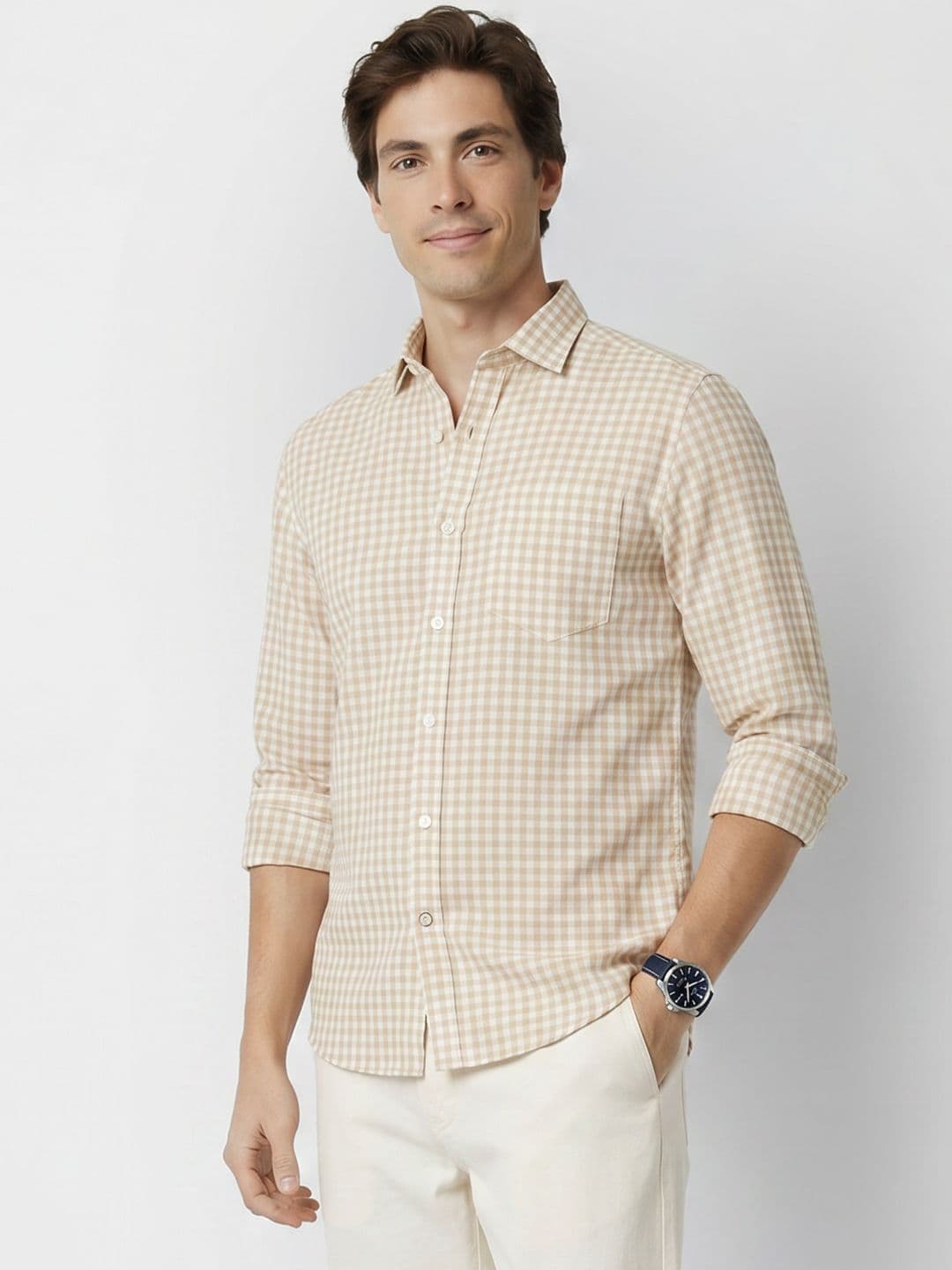 Mast & Harbour Checked Cotton Linen Casual Shirt thumbnail 2