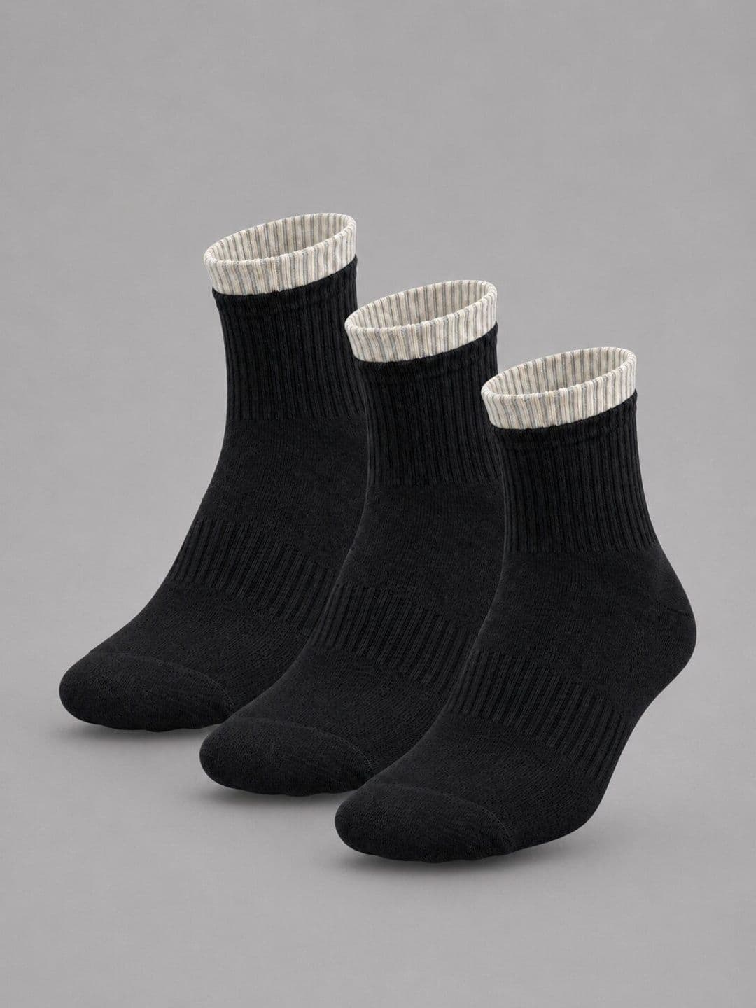 Sockscarving Unisex Pack of 3 Cotton Colourblocked Above Ankle Socks - view 1