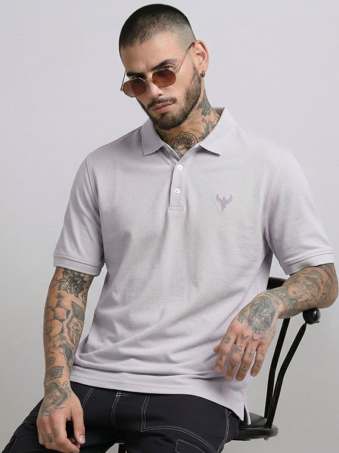 Utopium Men Brand Logo Polo Collar T-shirt thumbnail 3