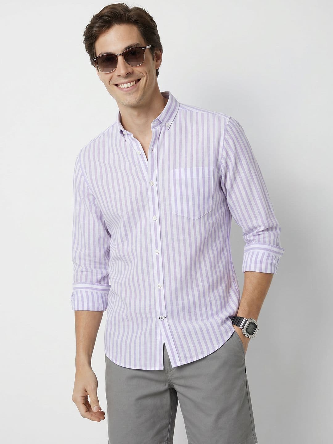 Mast & Harbour Striped Pure Cotton Casual Shirt thumbnail 3