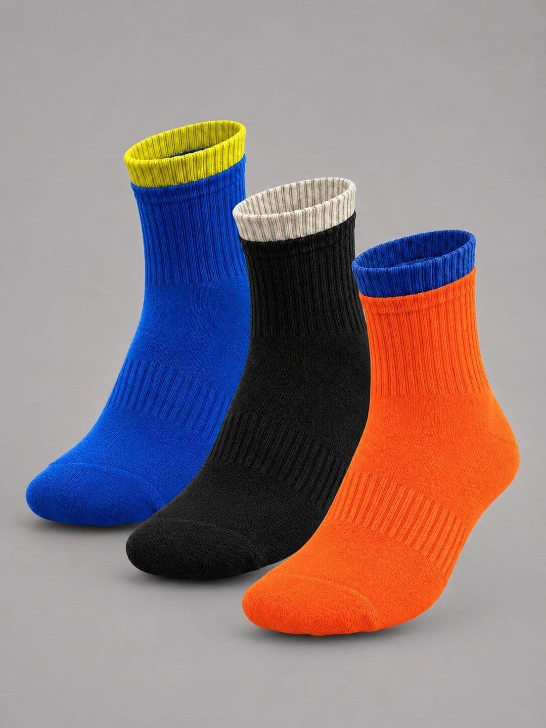 Sockscarving Unisex Pack of 3 Cotton Colourblocked Ankle Length Socks - view 1