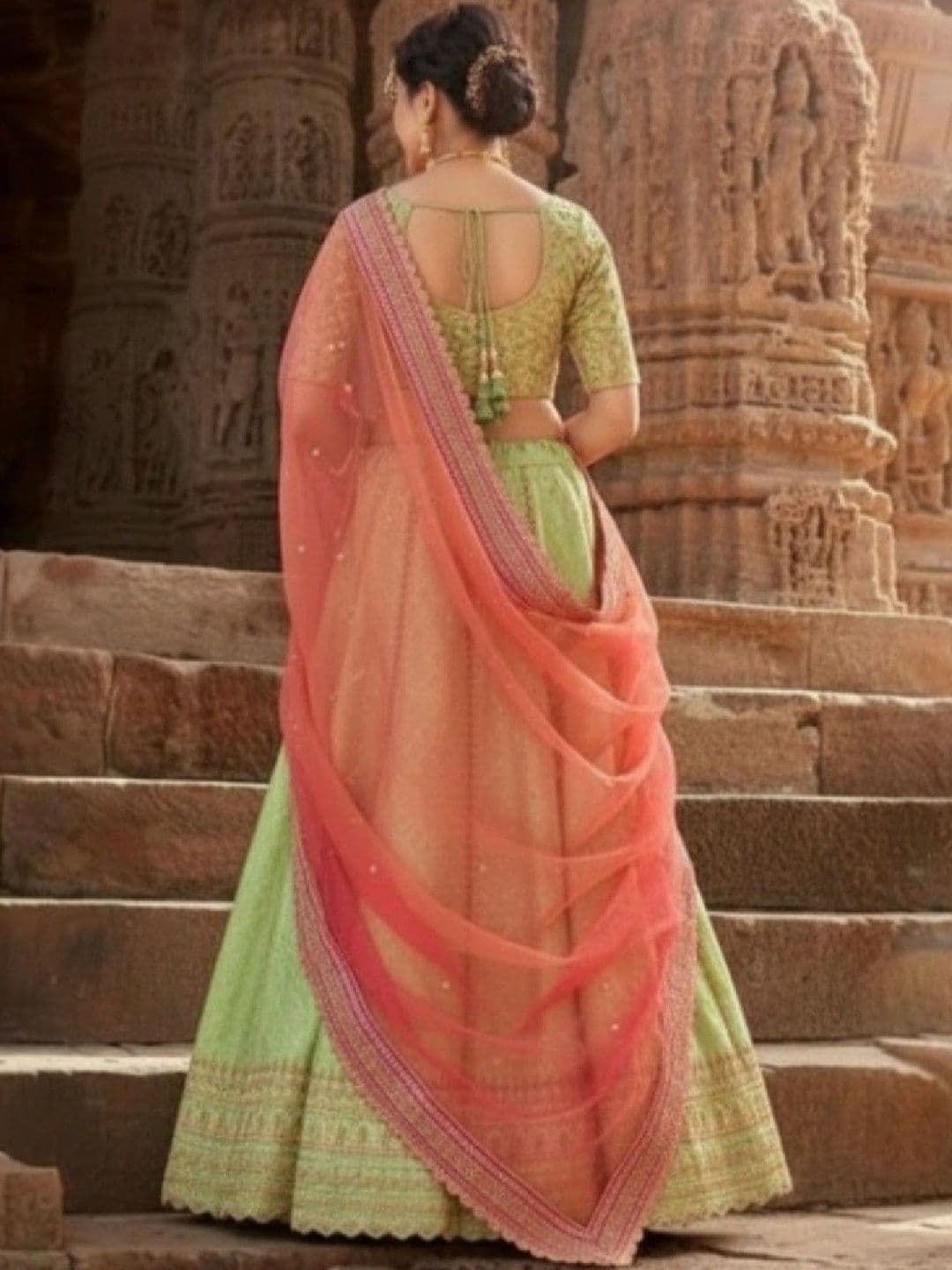 SUTRAAYA Embroidered Ready to Wear Silk Lehenga & Blouse With Dupatta thumbnail 3
