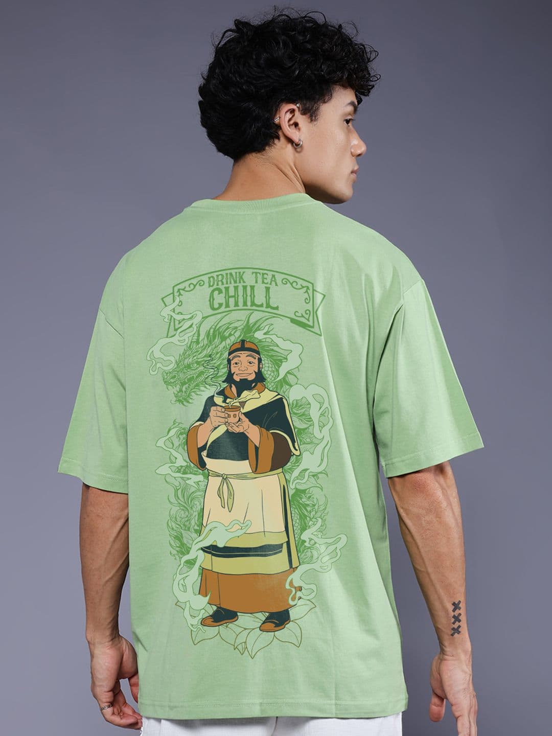 PRONK Lime Green Oversized Typography T-shirt - view 1