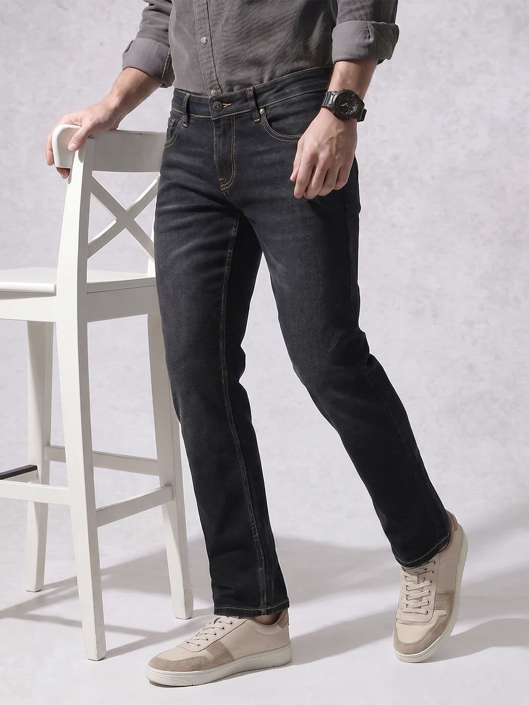 WROGN Men Straight Fit Light Fade Stretchable Jeans - view 1