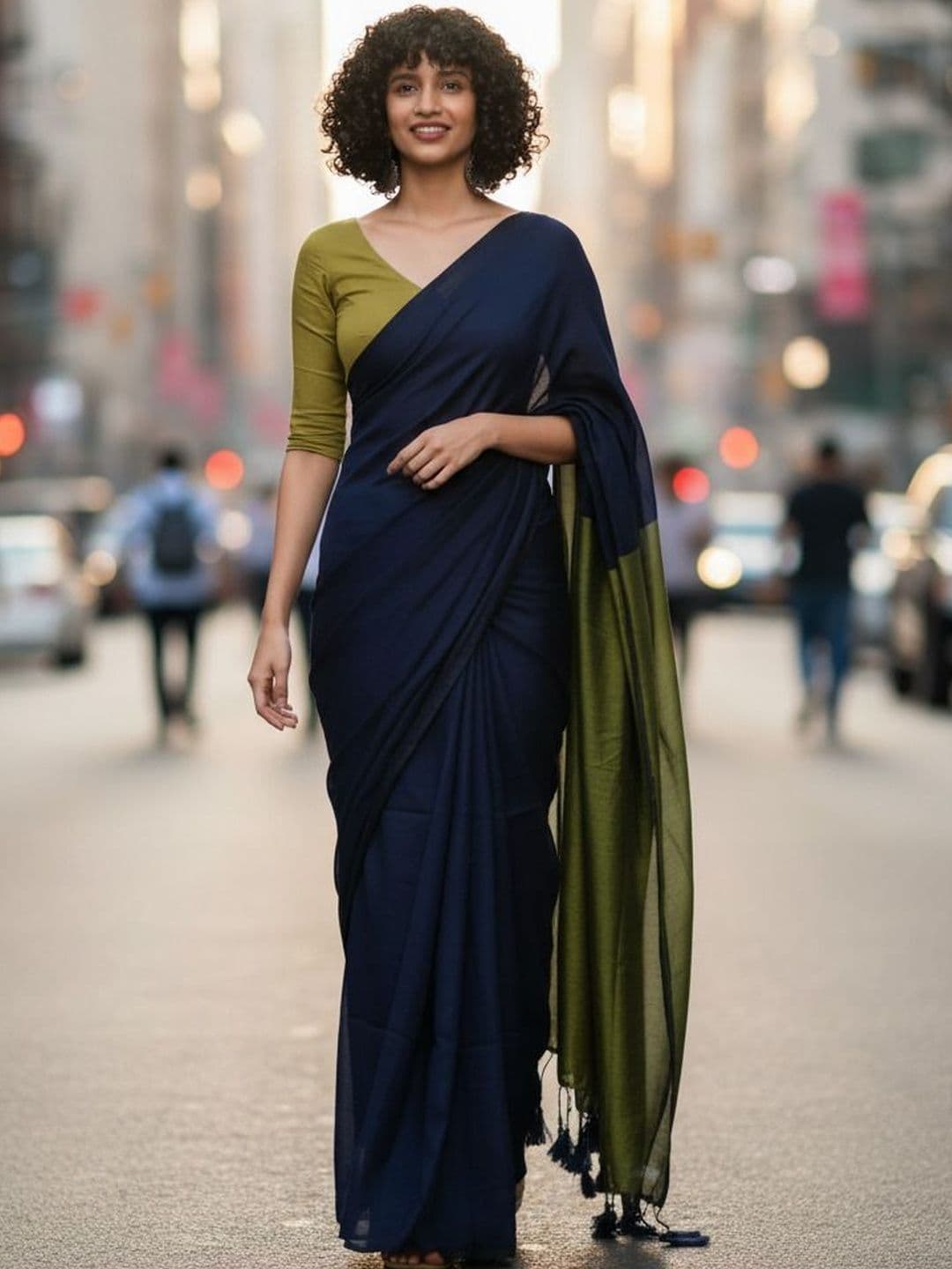 all about you Colourblocked Handloom Khadi Saree thumbnail 5