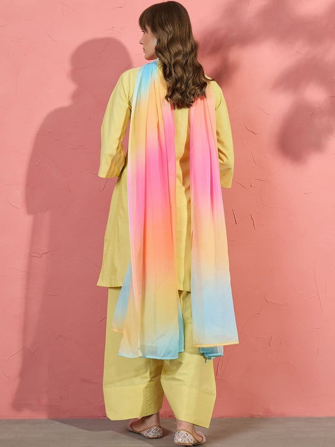 Ethnic Junction Women Floral Embroidered Thread Work Kurta with Farshi Salwar and Dupatta thumbnail 3