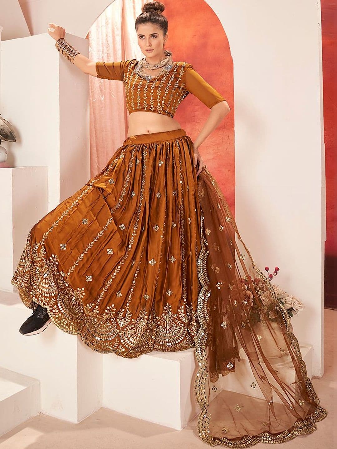 House of Pataudi Embroidered Flared Lehenga Choli  With Dupatta - view 1