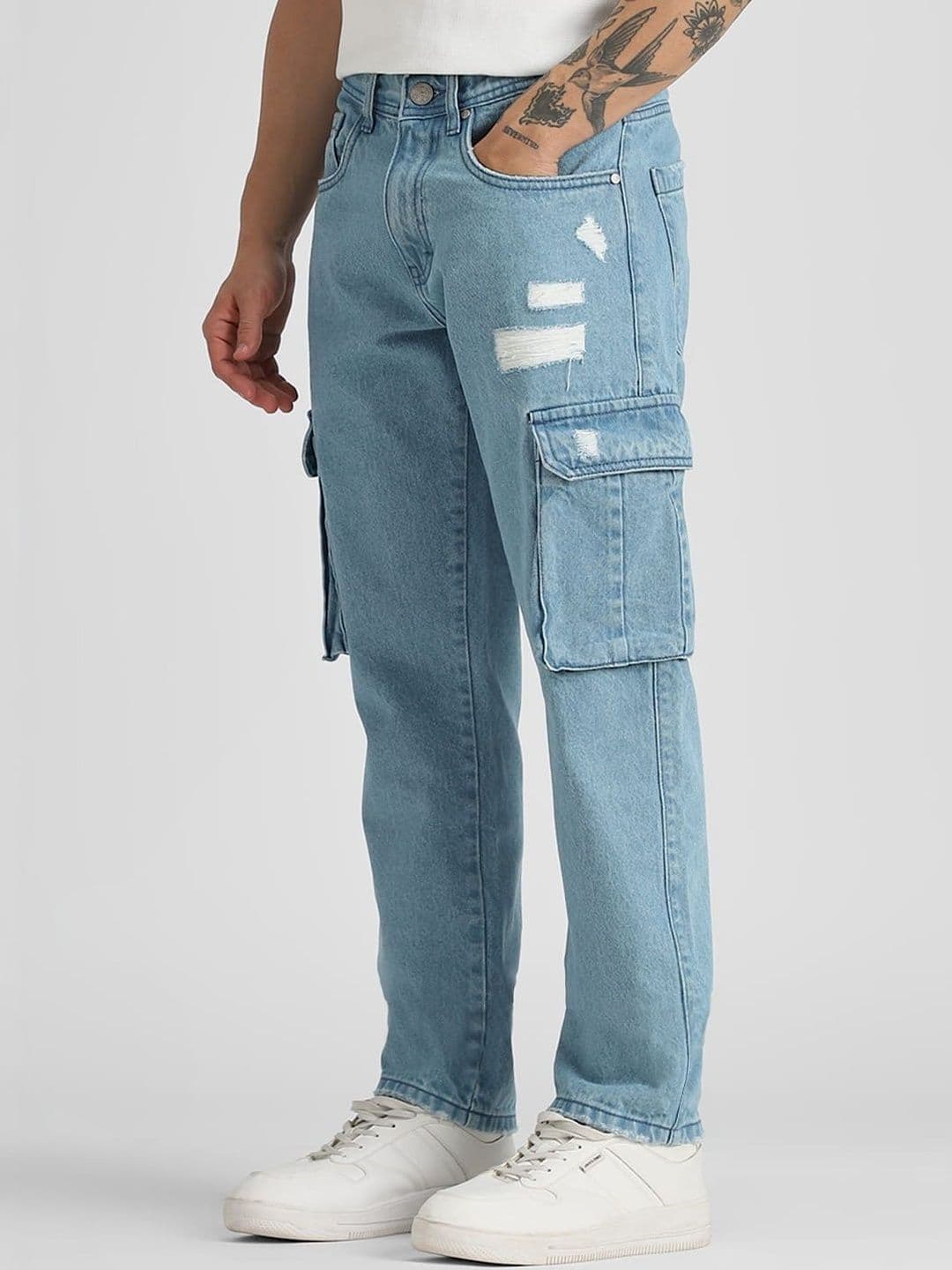 Klub Fox Men Faded Straight Fit Cargos Jeans thumbnail 5
