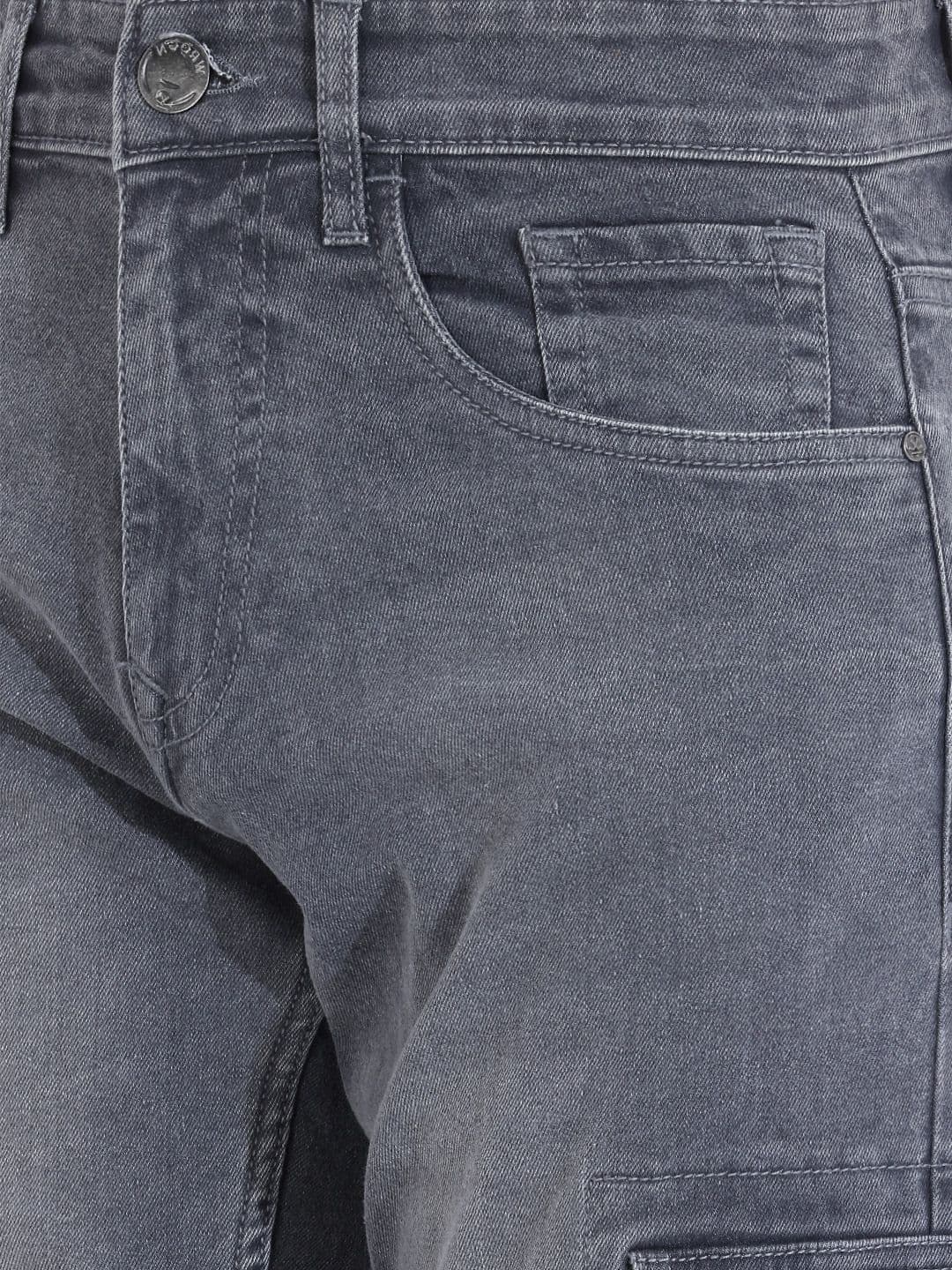 WROGN Men Straight Cargo Fit Light Fade Stretchable Jeans thumbnail 3