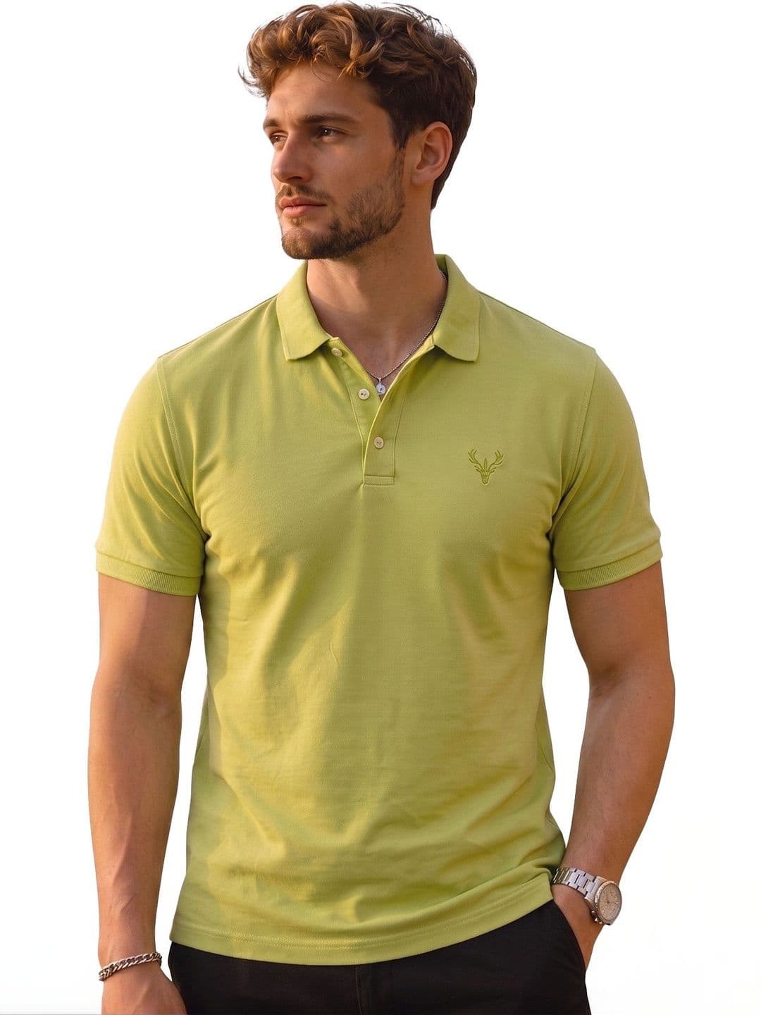 Utopium Men Brand Logo Polo Collar T-shirt thumbnail 3