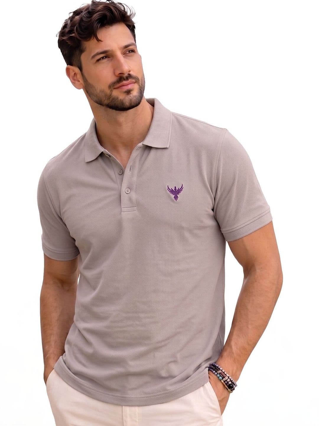 Utopium Men Brand Logo Polo Collar T-shirt thumbnail 4