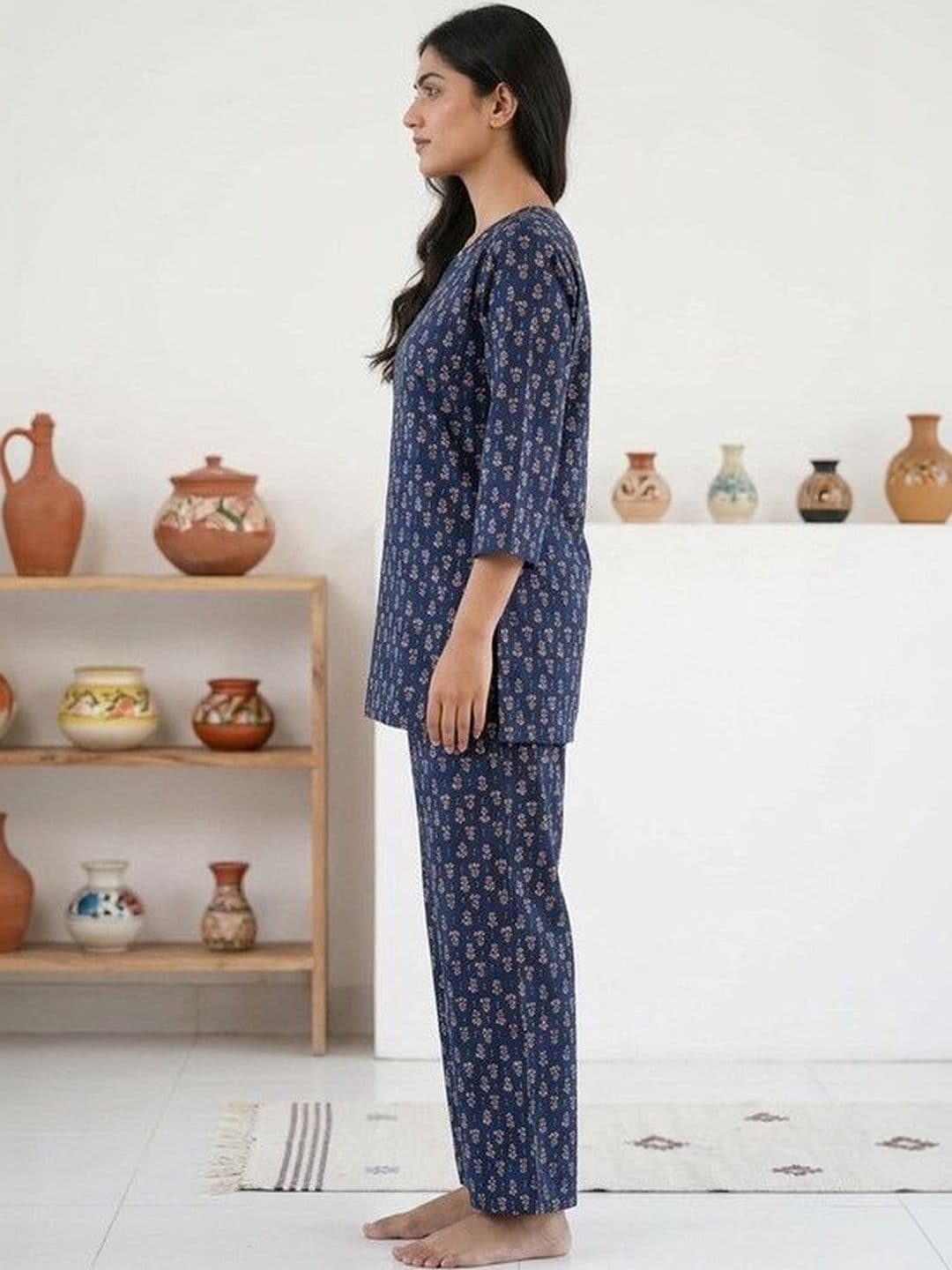 DESI HULIA Women Ethnic Motifs Printed Regular Kurta with Palazzos thumbnail 4