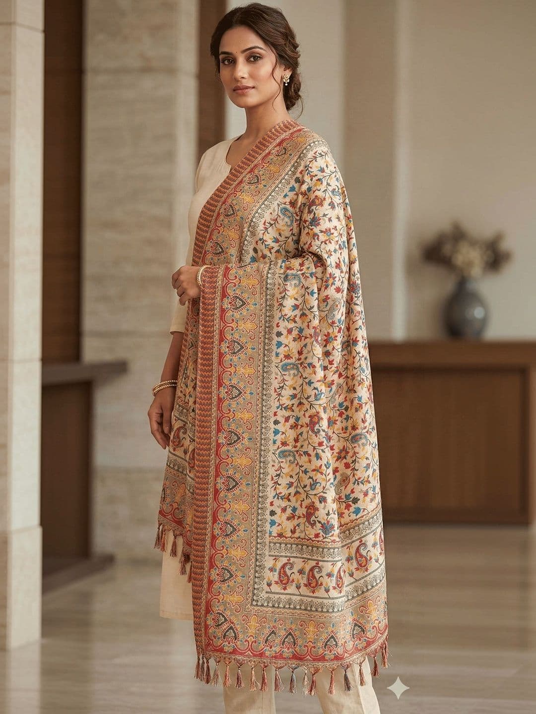 Trendzmy Ethnic Motifs Woven Design Dupatta with Thread Work thumbnail 3
