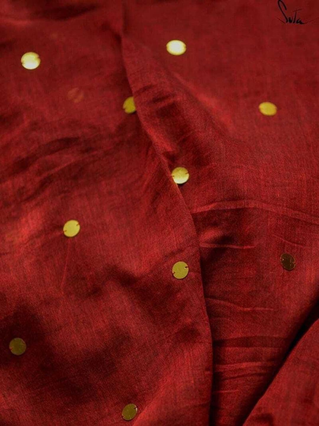 all about you Polka Dot Sequinned Khadi Saree thumbnail 3