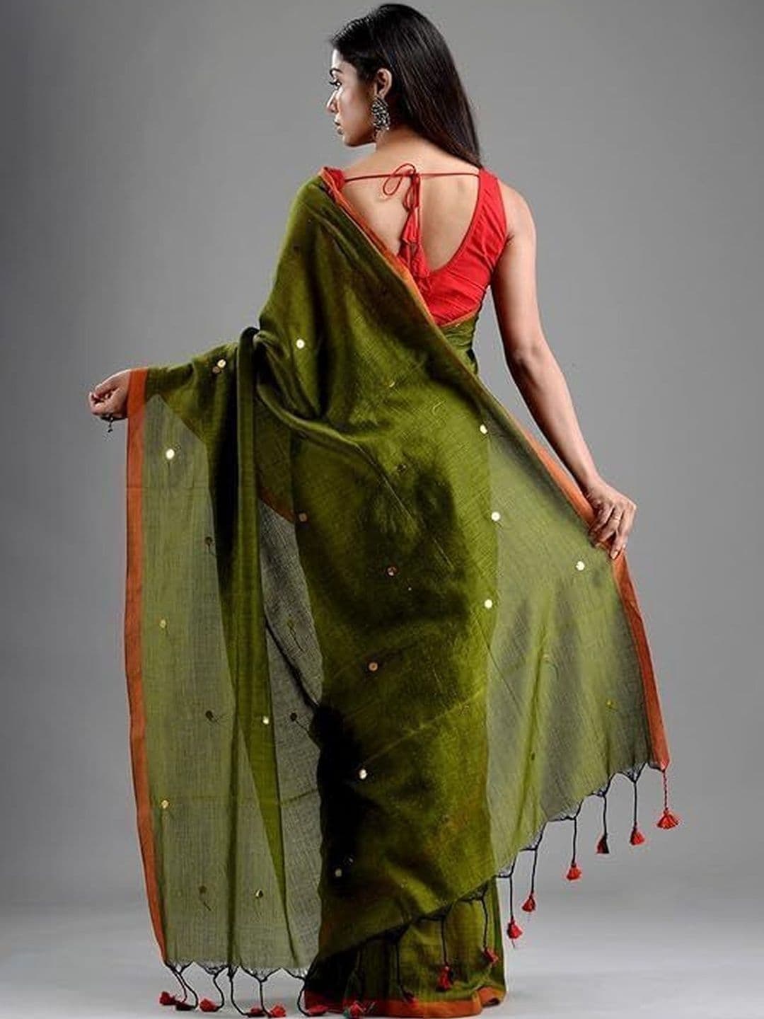 all about you Sequinned Handloom Khadi Saree thumbnail 2
