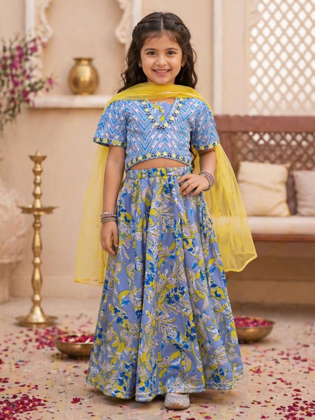Superminis Girls Embellished Ready to Wear Lehenga & Blouse With Dupatta - view 1