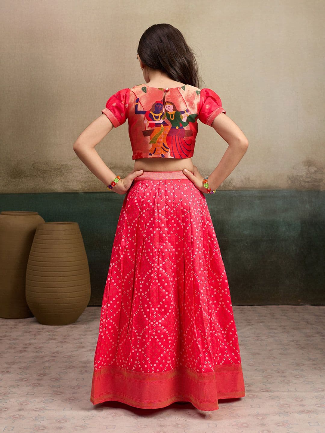 KALINI Girls Embellished Semi-Stitched Lehenga & Choli thumbnail 5