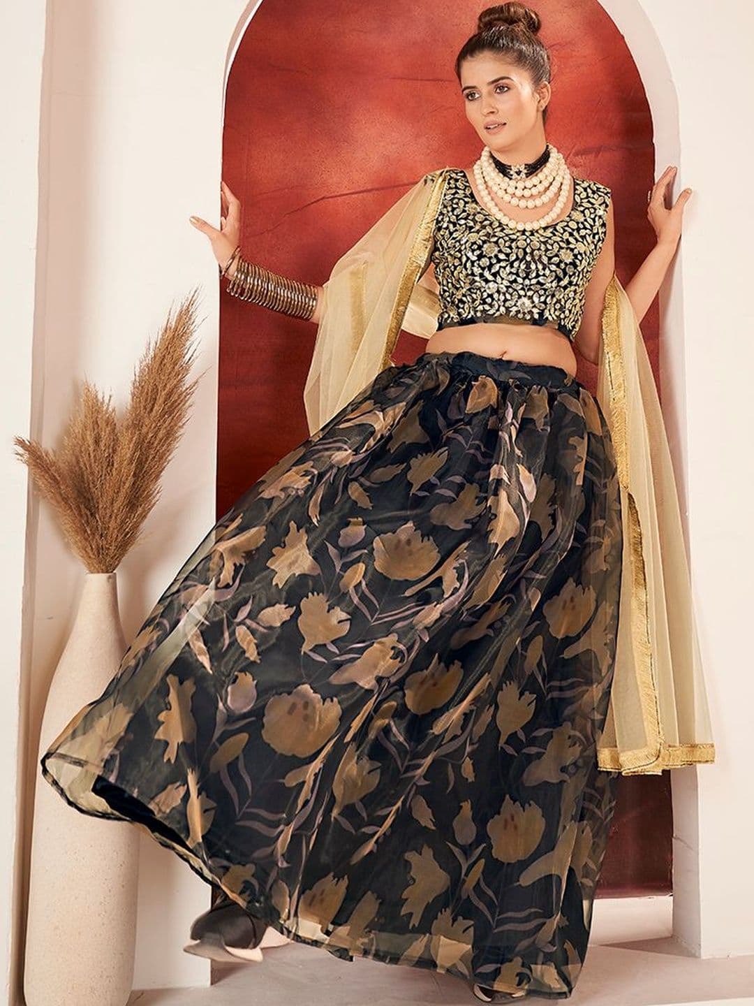 House of Pataudi Embroidered Flared Lehenga Choli thumbnail 2
