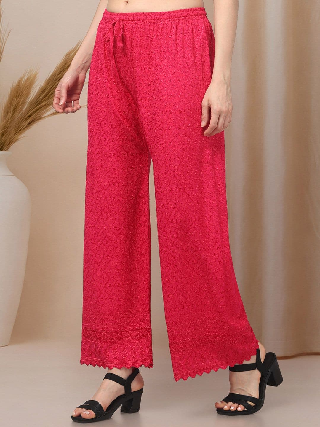 KGFONECLOTH Women Embroidered Knitted Ethnic Palazzos thumbnail 4