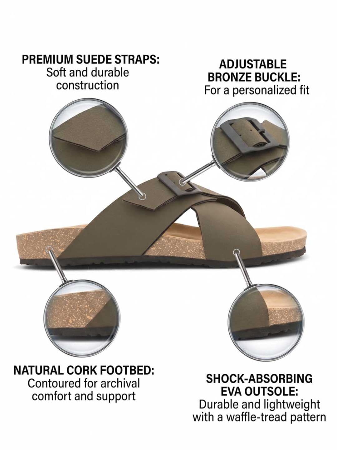 HERE&NOW Men Leather Comfort Sandals thumbnail 6