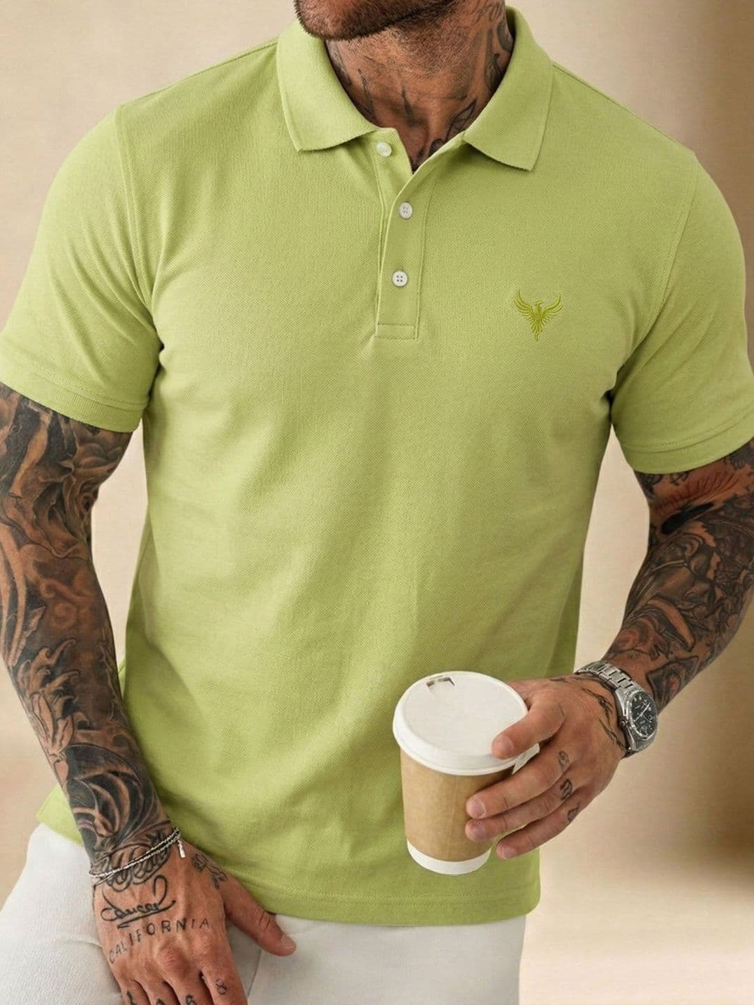 Utopium Men Brand Logo Polo Collar T-shirt thumbnail 4