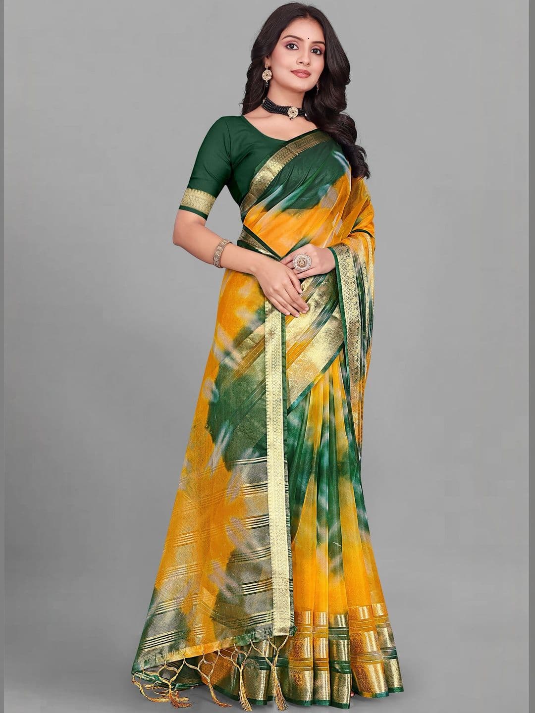 KOTHARI SBT Tie and Dye Organza Handloom Bandhani Saree - view 1