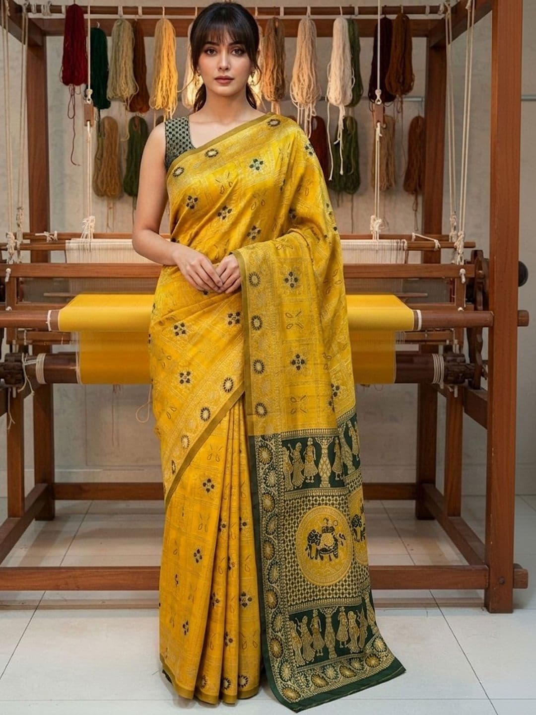 SZN Ethnic Motifs Zari Silk Blend Handloom Banarasi Saree - view 1