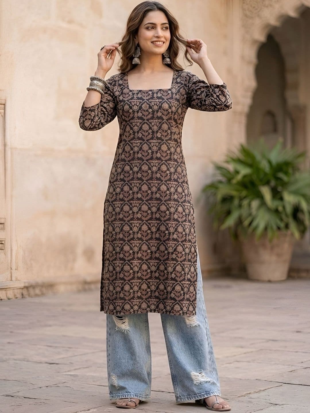 KEIYONA Women Ethnic Motifs Printed Indie Prints Kurta thumbnail 6