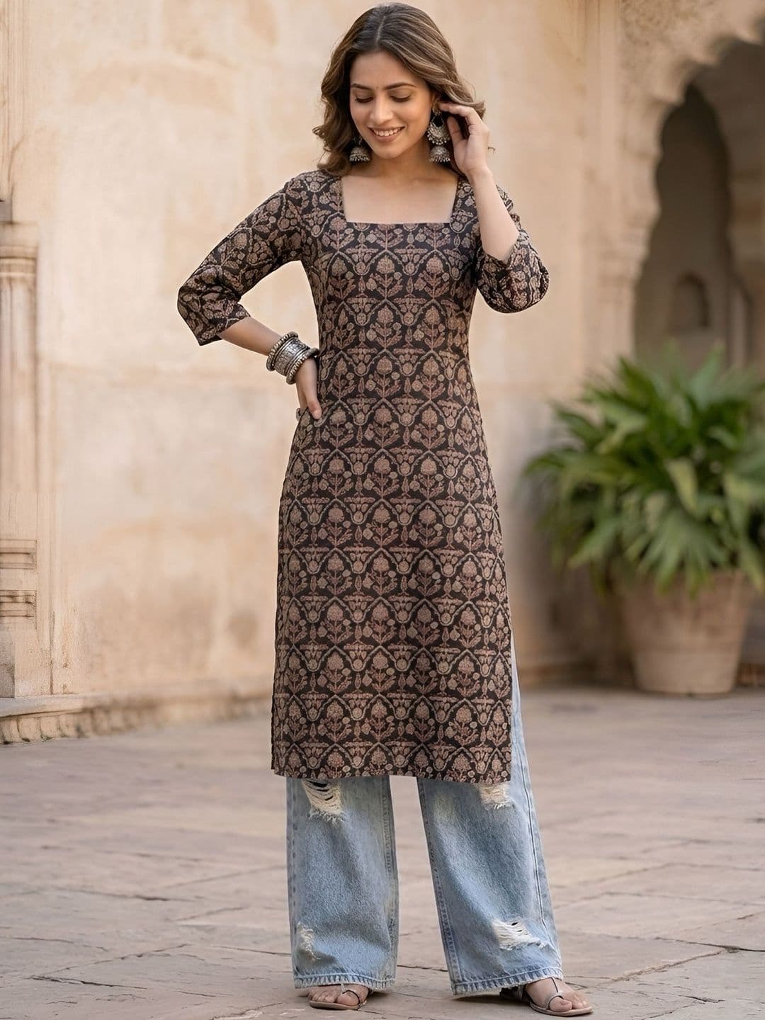 KEIYONA Women Ethnic Motifs Printed Indie Prints Kurta thumbnail 5