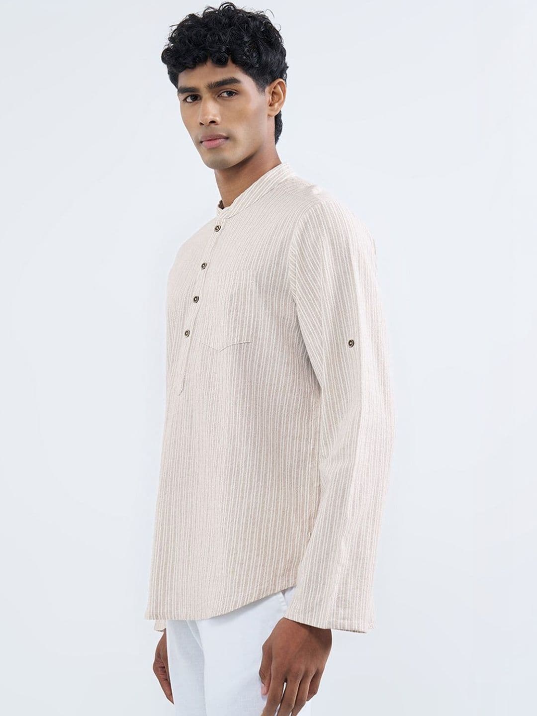 indus route by Pantaloons Men Dobby Kurta thumbnail 4
