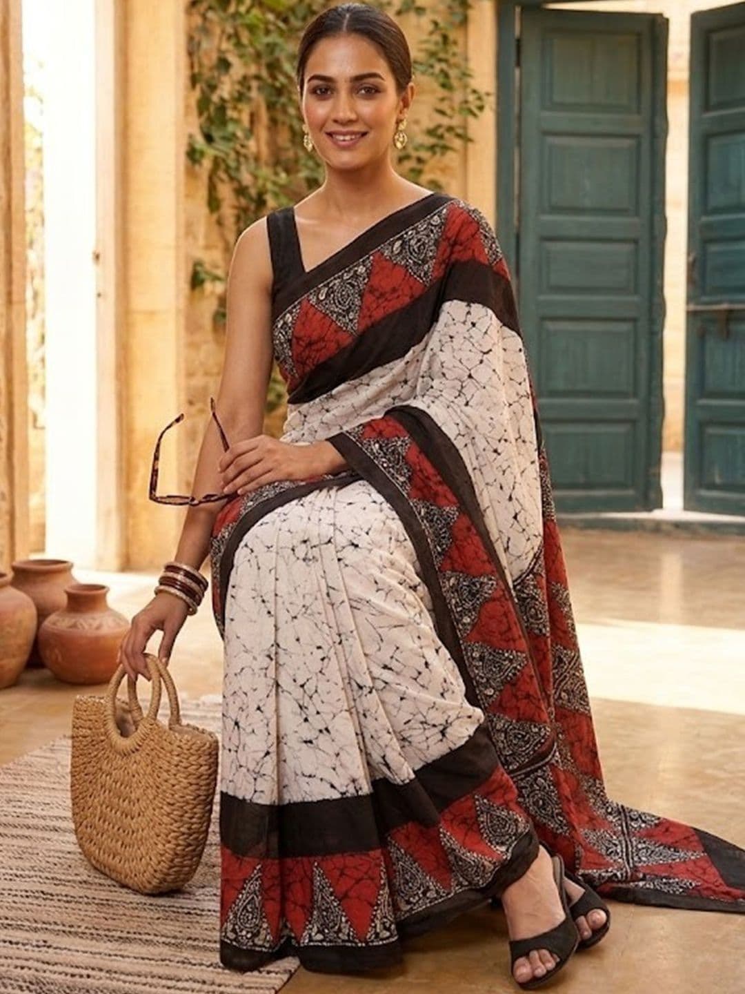 Sangria Printed Block Print Sarees thumbnail 7