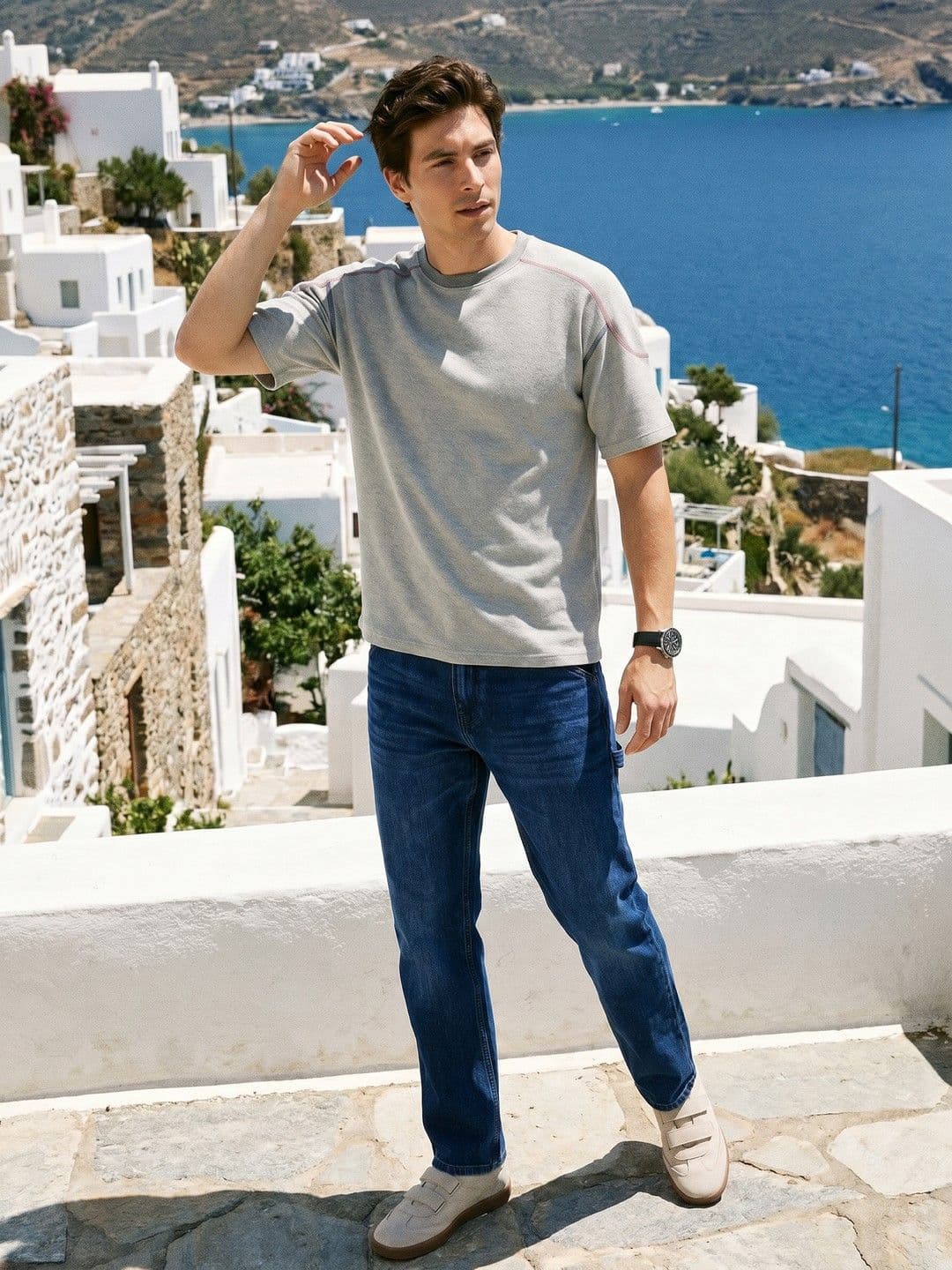 Mast & Harbour Men Straight Fit Pure Cotton Jeans - view 1
