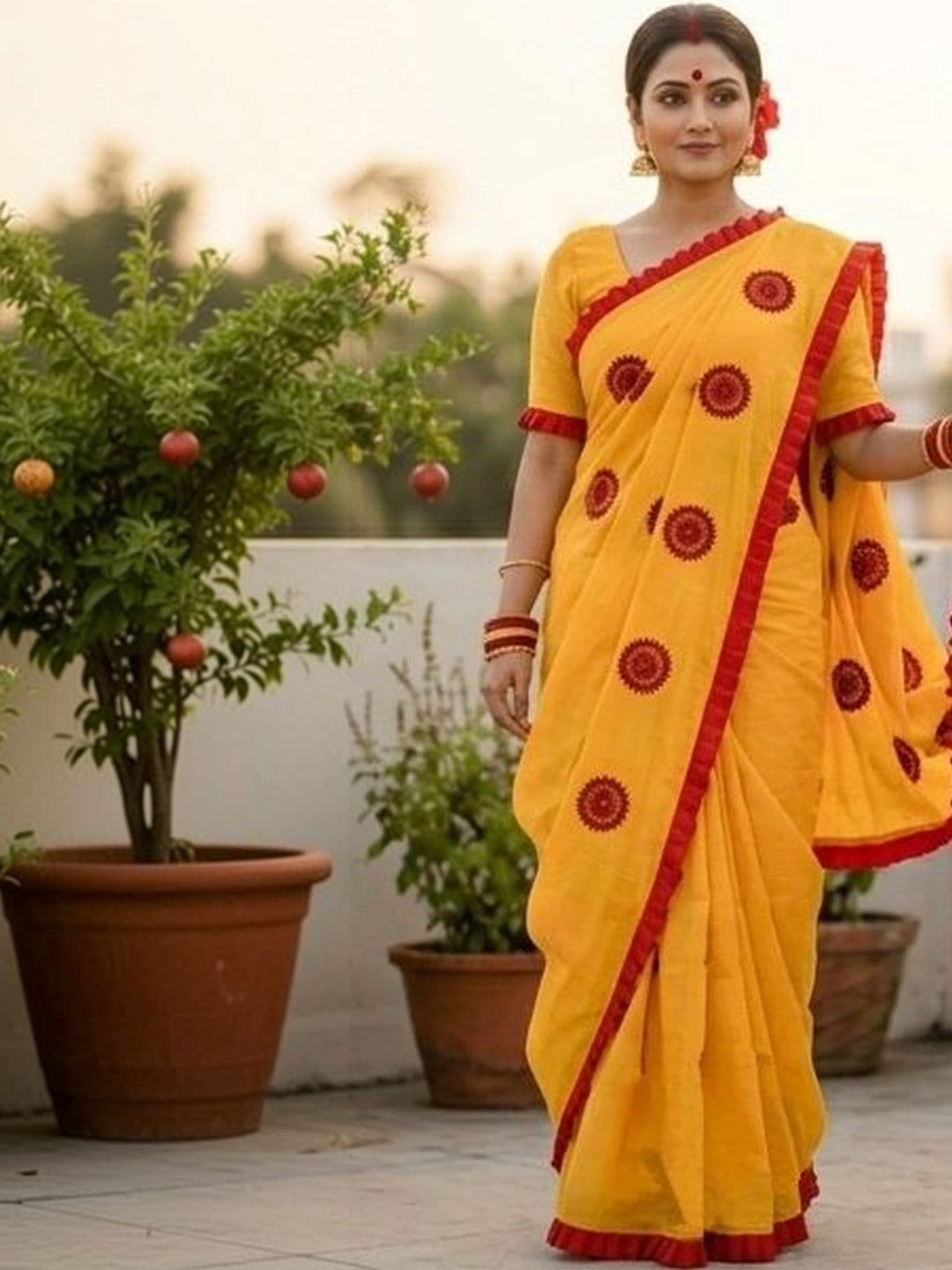 Monamaar Ethnic Motifs Embroidered Silk Cotton Saree thumbnail 2