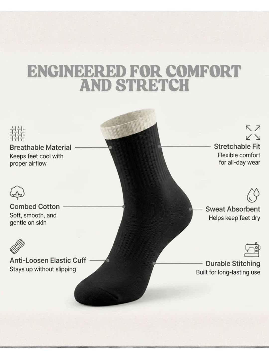 Sockscarving Unisex Pack of 3 Cotton Colourblocked Above Ankle Socks thumbnail 4
