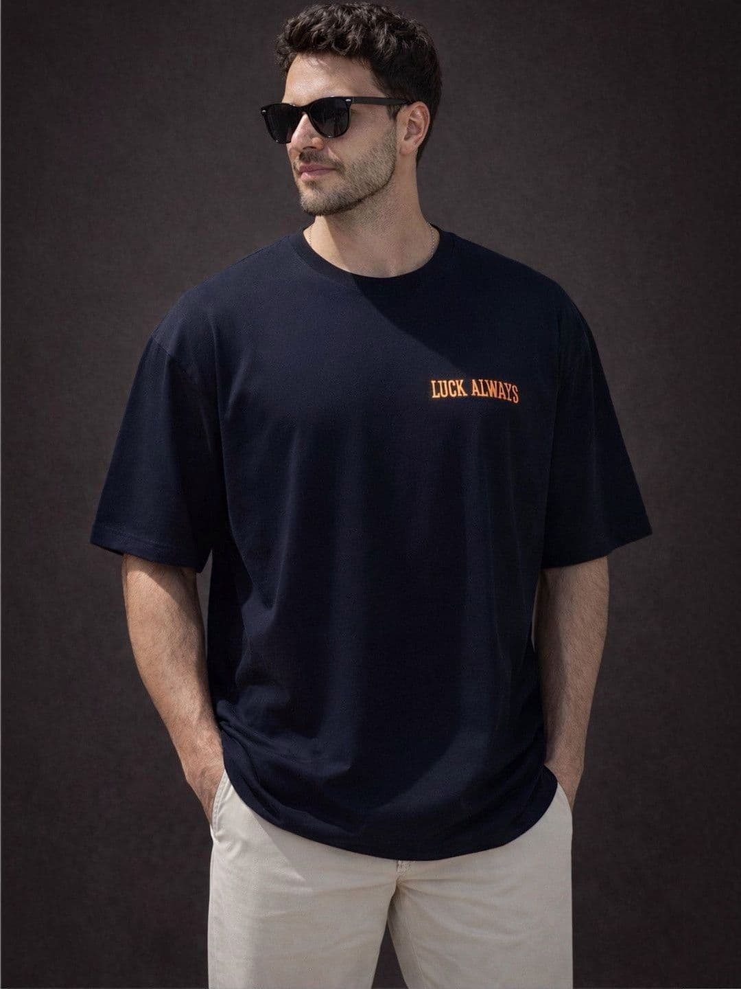 The Roadster Lifestyle Co Printed Pure Cotton Round Neck Oversized Tshirt - view 1