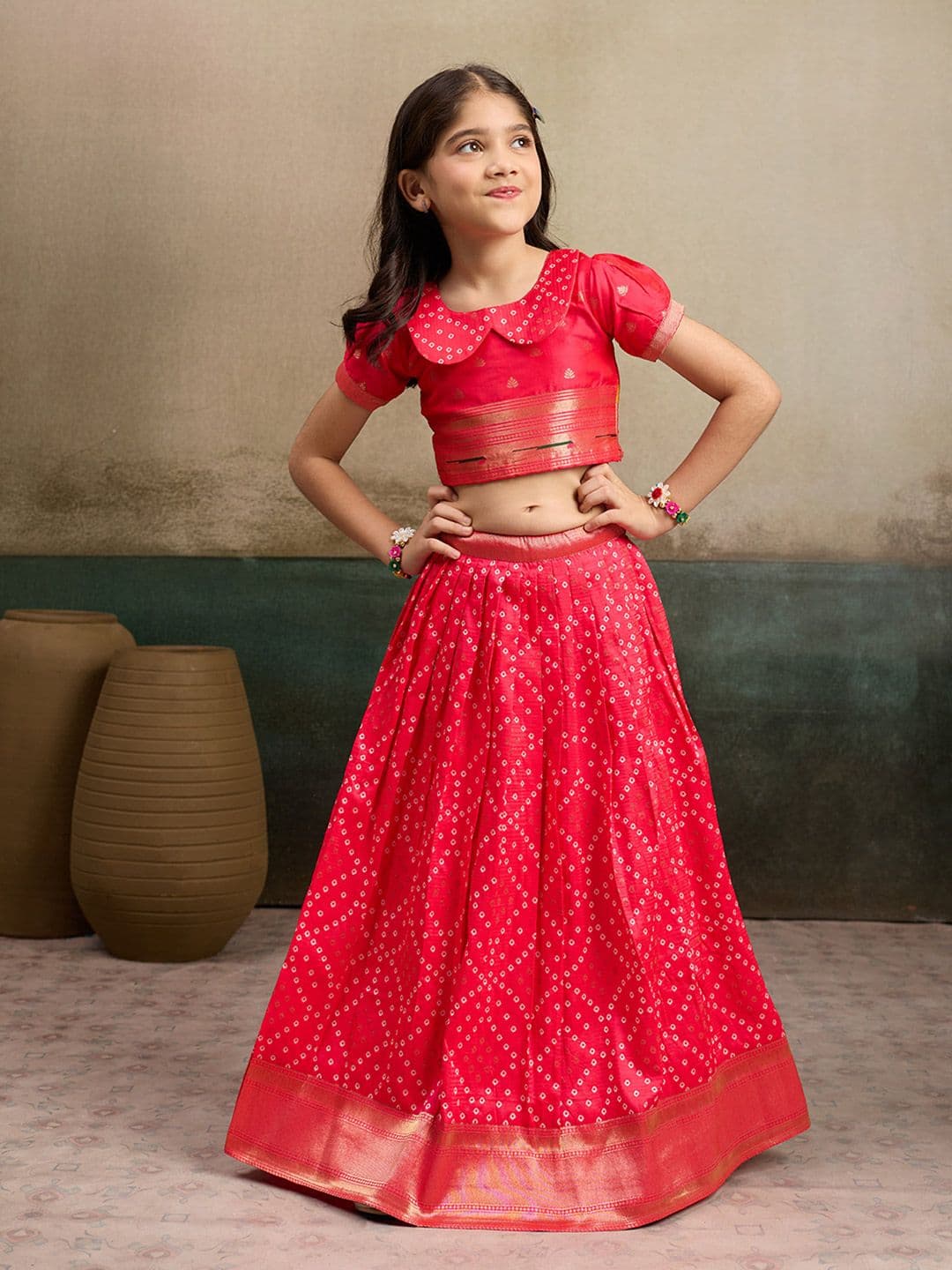 KALINI Girls Embellished Semi-Stitched Lehenga & Choli - view 1