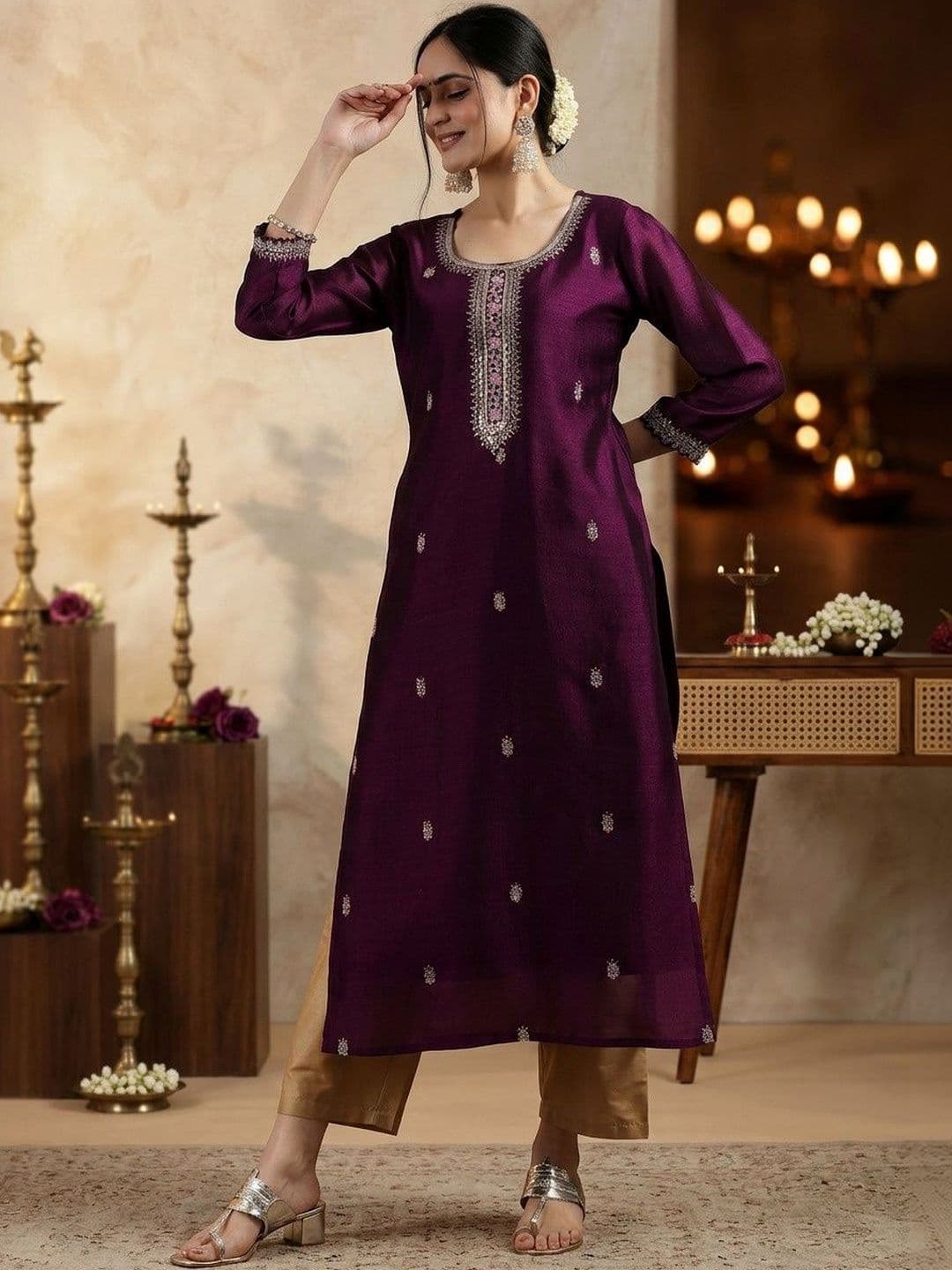 rarethread Women Embellished Thread Work Kurta thumbnail 4