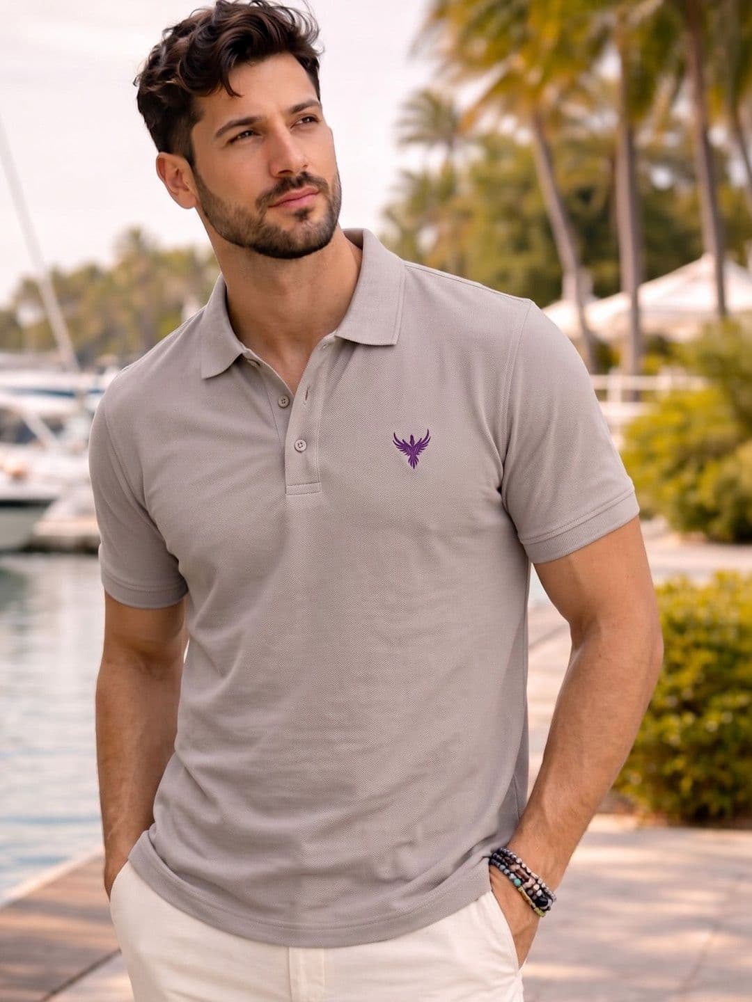 Utopium Men Brand Logo Polo Collar T-shirt - view 1