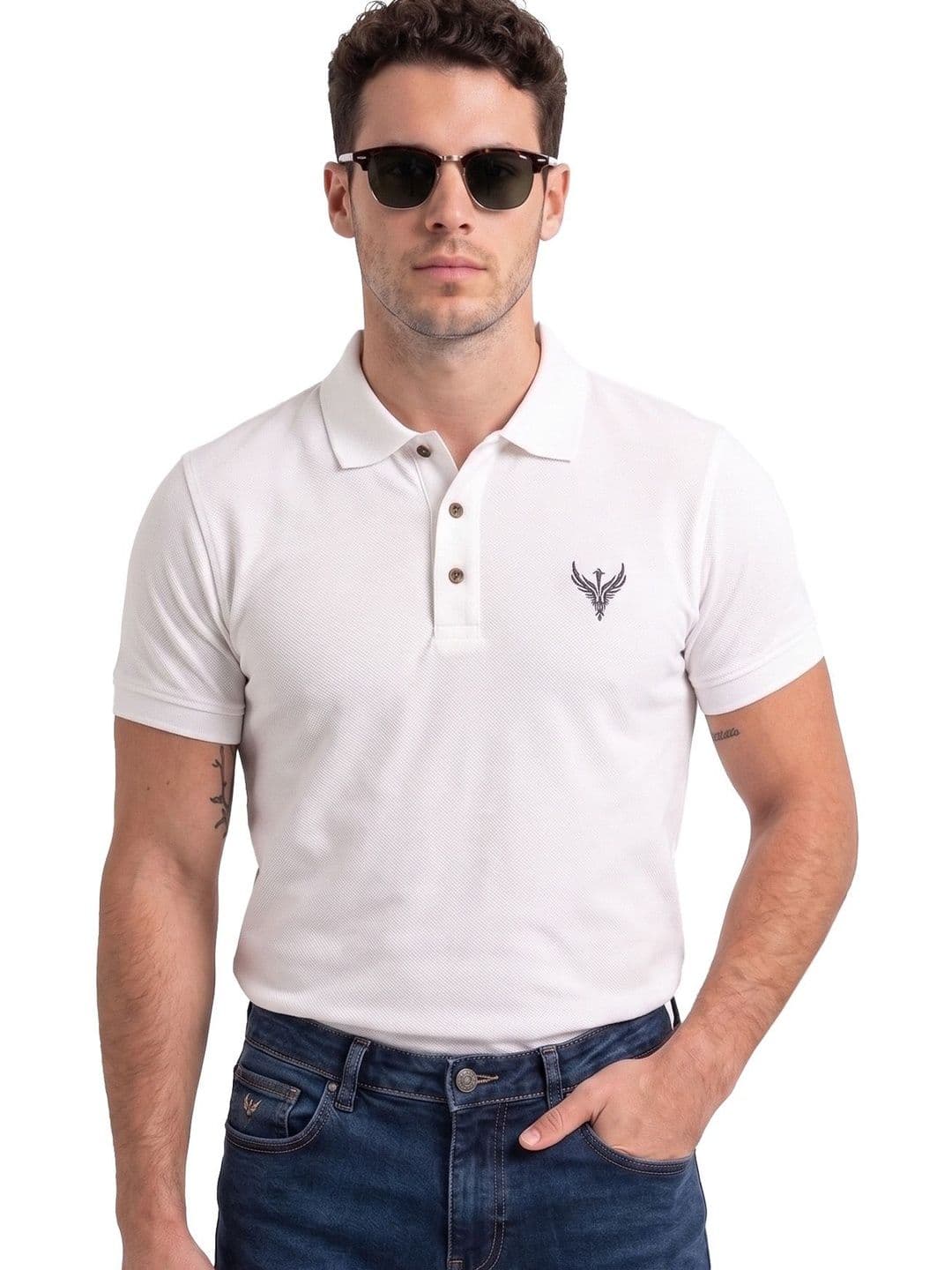 Utopium Men Brand Logo Polo Collar T-shirt thumbnail 4