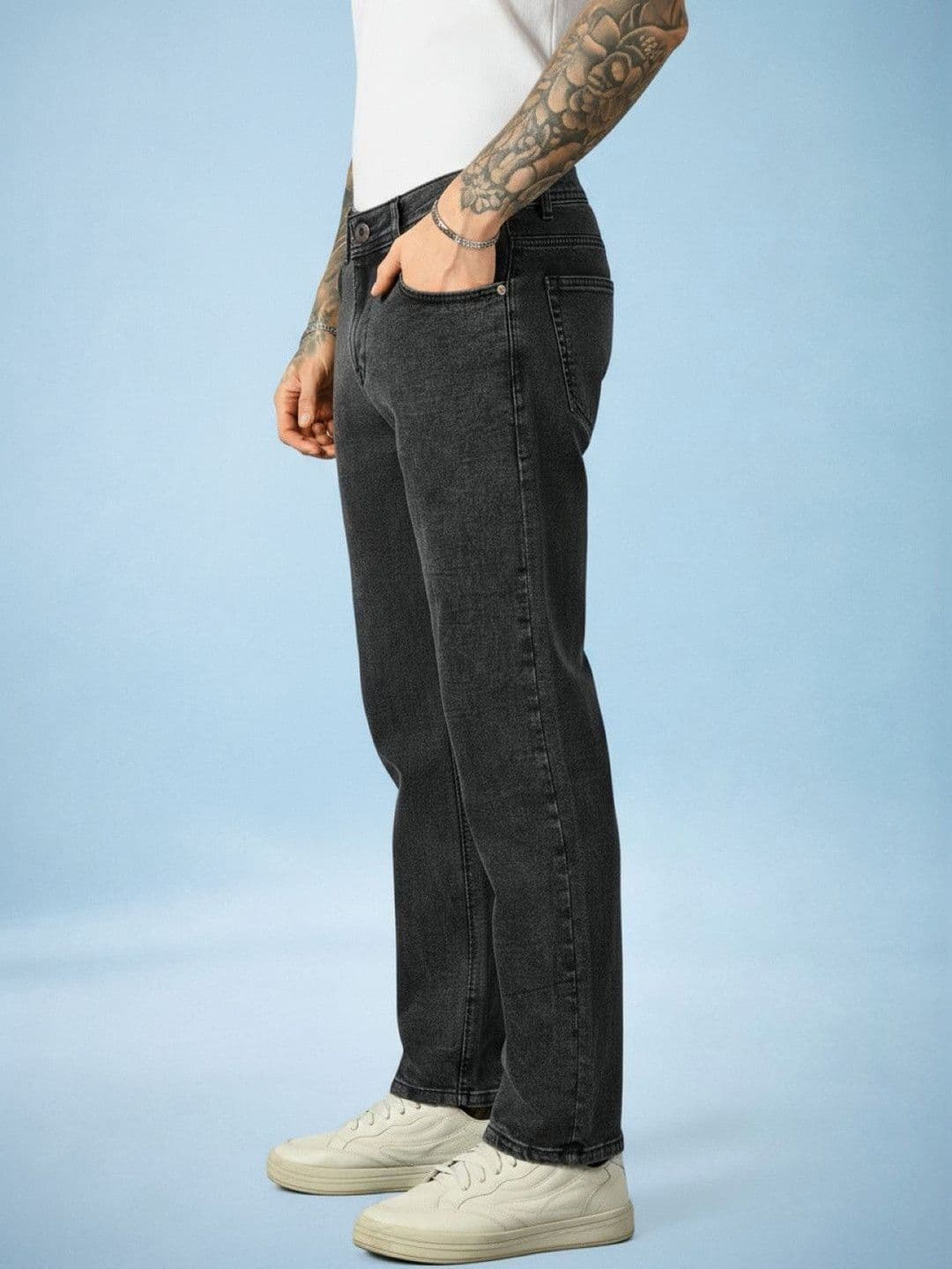 Kook N Keech Men Classic Straight Fit Mid-Rise Light Fade Stretchable Jeans thumbnail 3