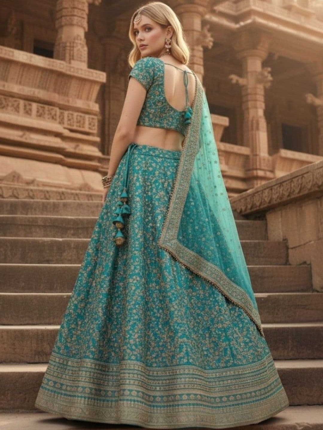 SUTRAAYA Embroidered Work Ready to Wear Lehenga & Blouse With Dupatta thumbnail 3