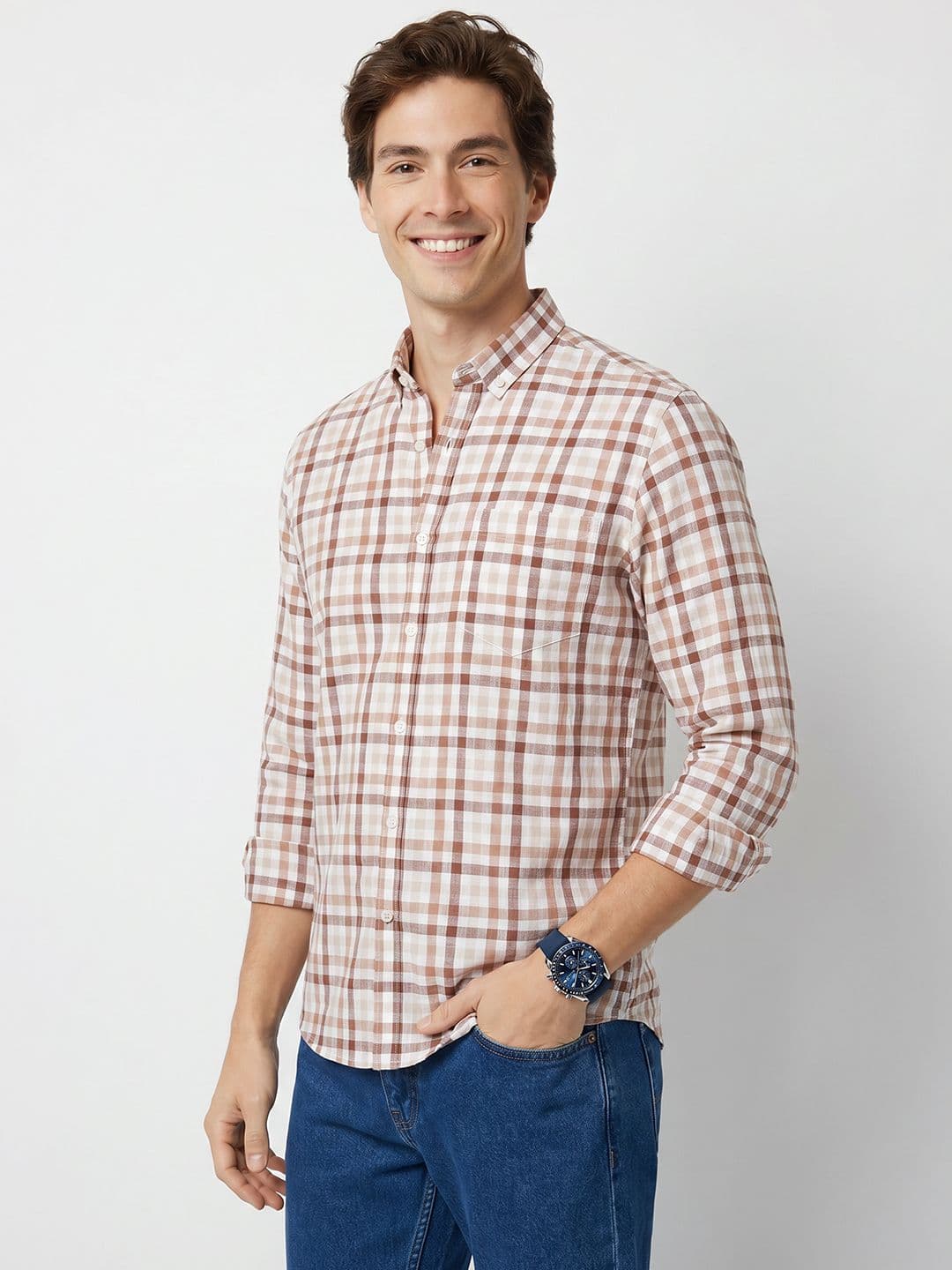 Mast & Harbour Checked Pure Cotton Casual Shirt thumbnail 2