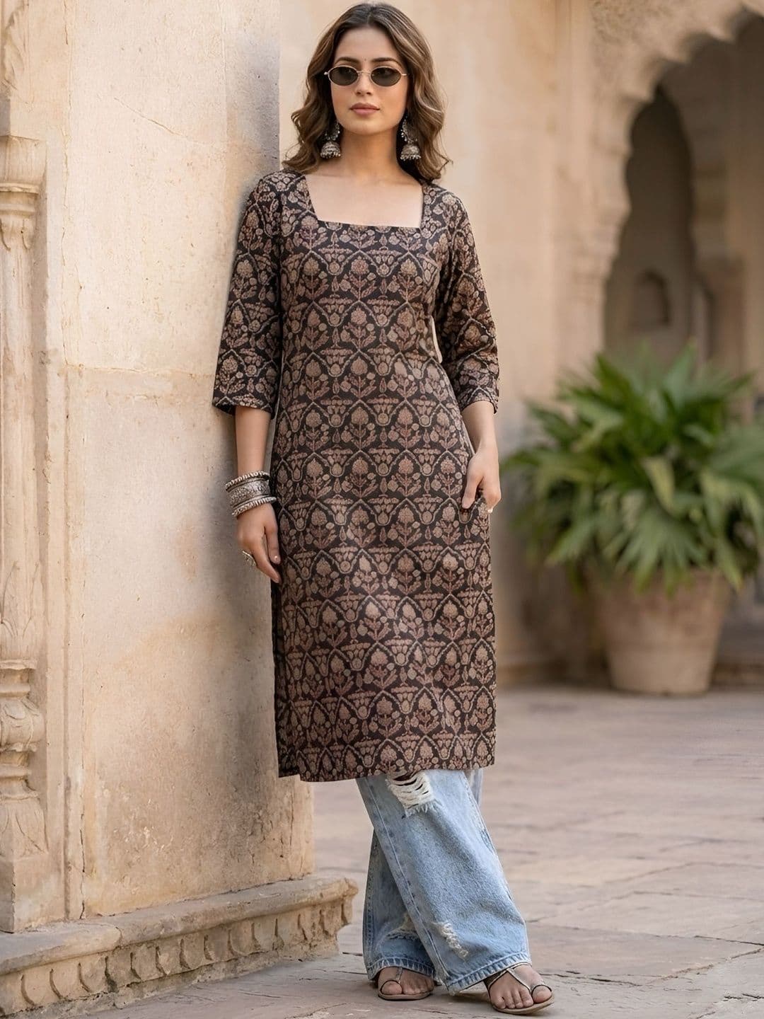 KEIYONA Women Ethnic Motifs Printed Indie Prints Kurta thumbnail 3