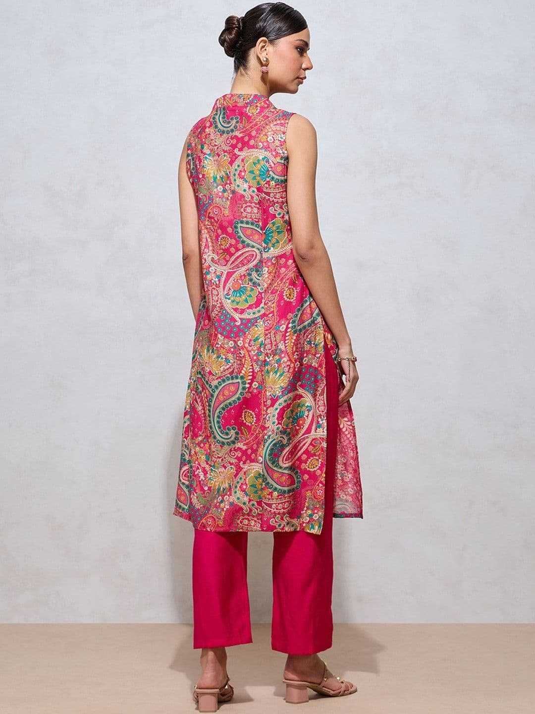 FLOWERVELLY Women Ethnic Motifs Printed Regular Kurta with Trousers thumbnail 7