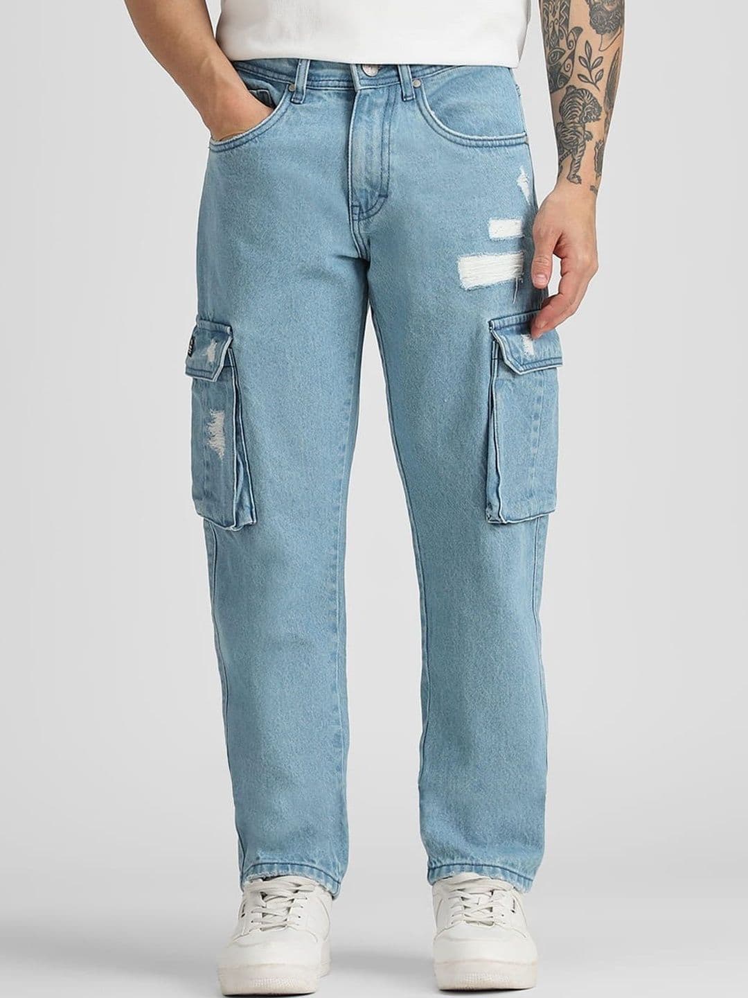 Klub Fox Men Faded Straight Fit Denim  Cargos Jeans thumbnail 2